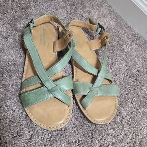 Naturalizer Archer Light Green Leather Sandals Womens 7.5